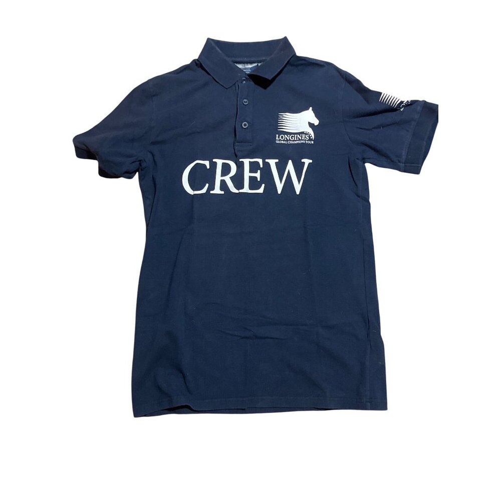 Longines Global Champions Tour Crew Polo Shirt L Navy 100% Cotton Made In Italy
